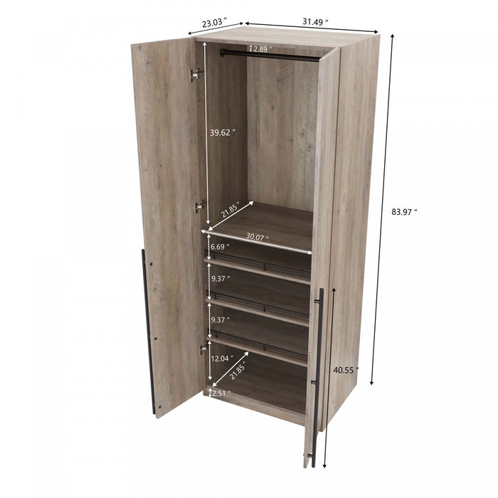 Lee Modern 3-Piece Wardrobe Closet in Rustic Gray Armoire