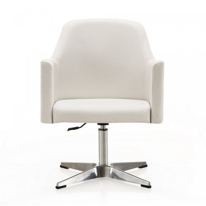 Pelo Modern Vegan Leather Swivel Lounge Chair in White - Set of 2 Accent Chair
