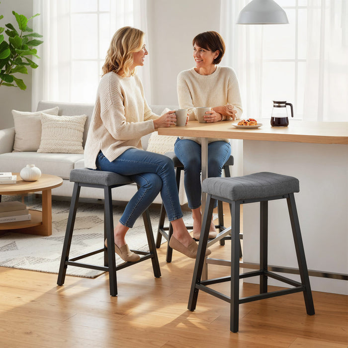 HOMCOM Bar Stools Set of 2 Velvet Upholstered Counter Height Barstools Grey