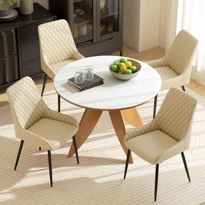 HOMCOM Dining Chairs Set of 4, PU Leather Kitchen Chairs with Steel Legs