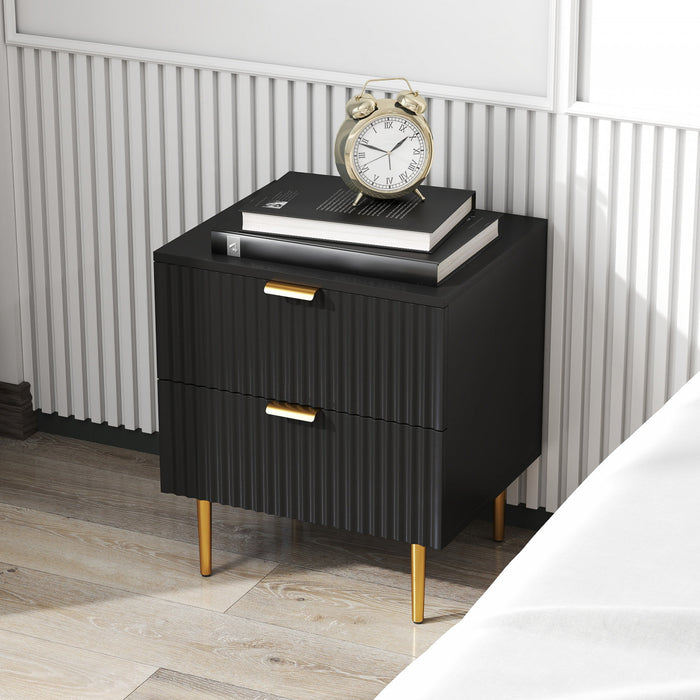 HOMCOM Nightstand, Bedside Table, Side End Table with 2 Drawers, Black