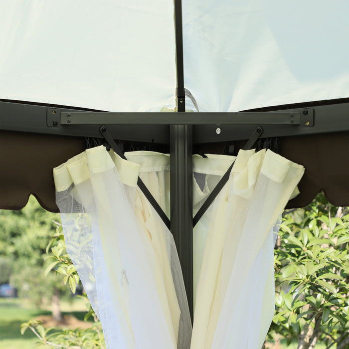 Outsunny 13' X 10' Outdoor Patio Gazebo Canopy With 2-tier Polyester Roof, Vented Mesh Sidewall & Strong Aluminum Frame, Cream White