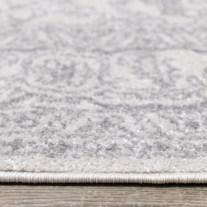 Fallon White Grey Elegant Faded Traditional Rug, 6'7\" x 9'6\" Indoor Area Rug