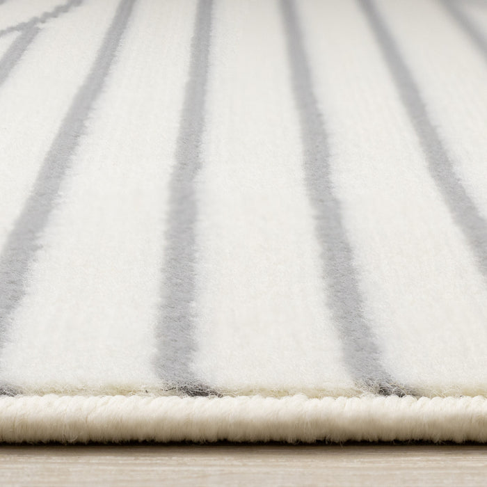 Forte White Grey Curved Arches Indoor Area Rug - 2'7\" x 4'11\"