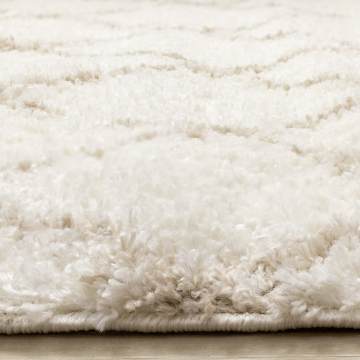 Taylor Cream Brown Lattice Shag Rug, 5'3\" x 7'7\" Indoor Area Rug