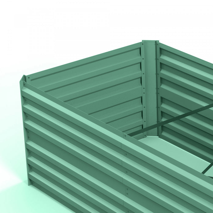 Outsunny Raised Garden Bed Metal Planter Box with Reinforced Rods, Light Green