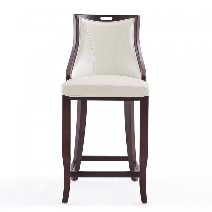 Emperor Traditional Wood Upholstered Barstool in Pearl White - Set of 3