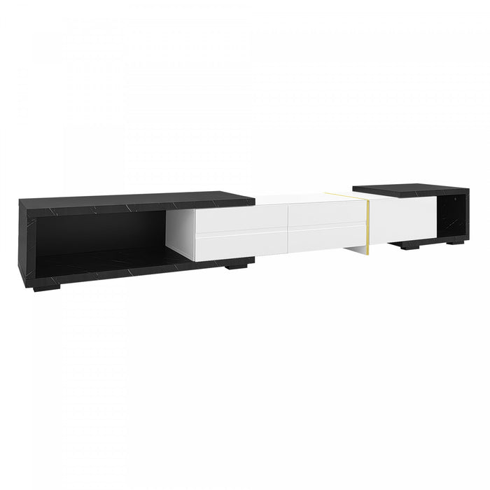 Liam 55.1\"–102\" Modern TV Cabinet with Adjustable Length and Rotating Function,Black Tv Stand
