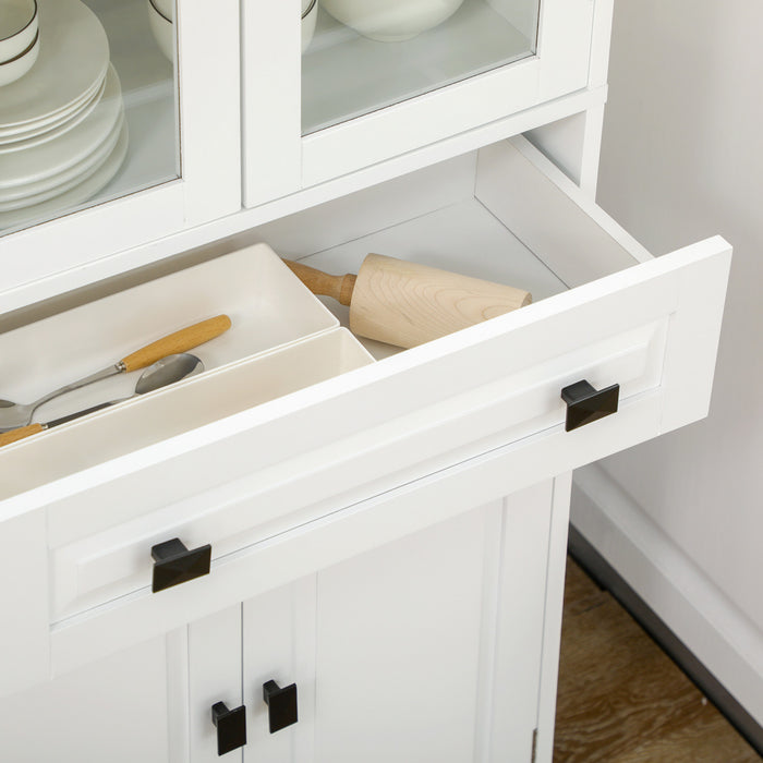 HOMCOM 63\" Kitchen Pantry Storage Cabinet w/Adjustable Shelves Glass Door
