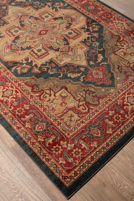 Lux Traditional 9'3\" x 12'6\" Area Rug in Blue Indoor Area Rug