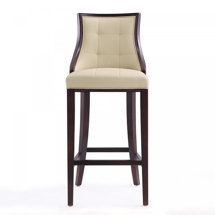Fifth Avenue Traditional Wood Upholstered Barstool in Cream - Set of 3