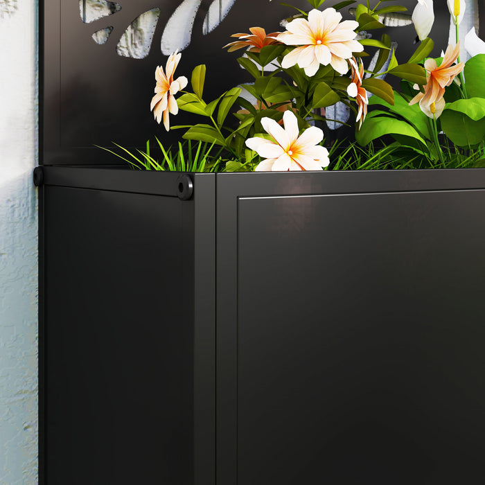Outsunny Raised Garden Bed with Privacy Panel, Metal Planter Box