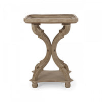 Jason Traditional Square Side Table With Shelf, Driftwood