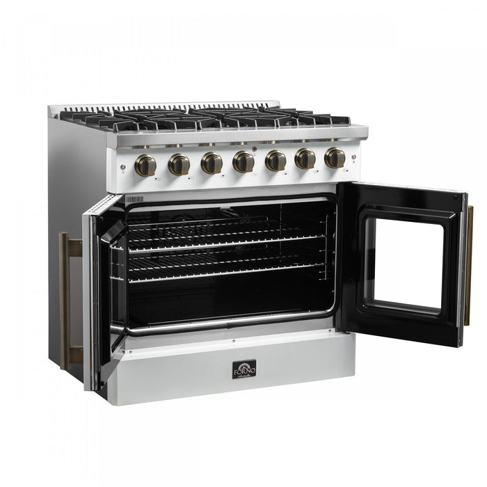 Forno Galiano 36\" White Gas Range, 4.32 cu.ft- FFSGS6444-36WHT