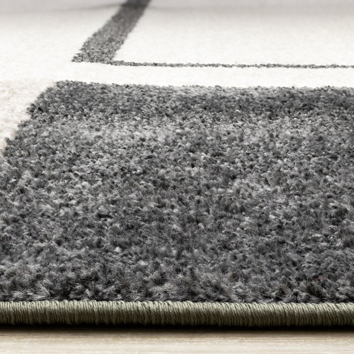 Marley Geometric Modern Green Grey White Area Rug - 5'3\" x 7'7\"