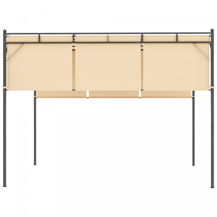 Outsunny 10' X 10' Patio Pergola, Patio Gazebo Sun Shade Shelter With Retractable Canopy, Steel Frame For Outdoor, Garden, Deck, Beige