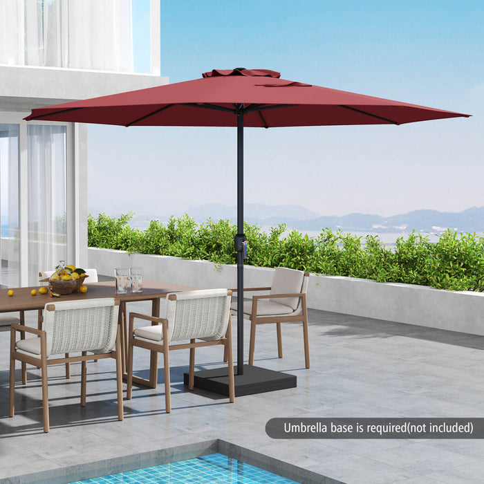 Costway 12 FT Patio Umbrella Outdoor Market Umbrella with Crank Handle 8 Sturdy Ribs Red