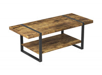 44” Coffee Table With Black Metal Base - Brown Reclaimed Wood 