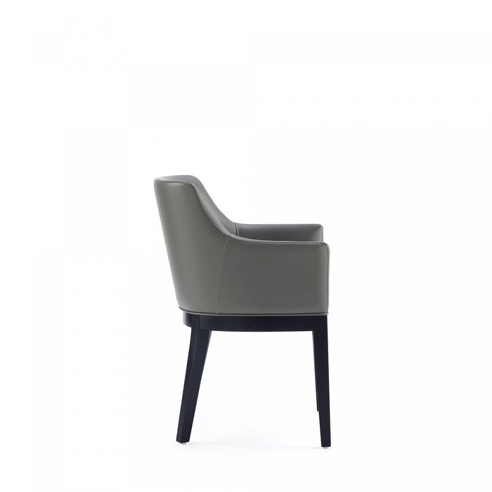 Gansevoort Modern Wood Vegan Leather Armchair in Graphite - Set of 2