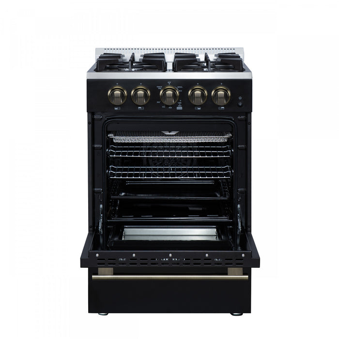 Forno Breno 24\" Freestanding Gas Range, Black - FFSGS6290-24BLK