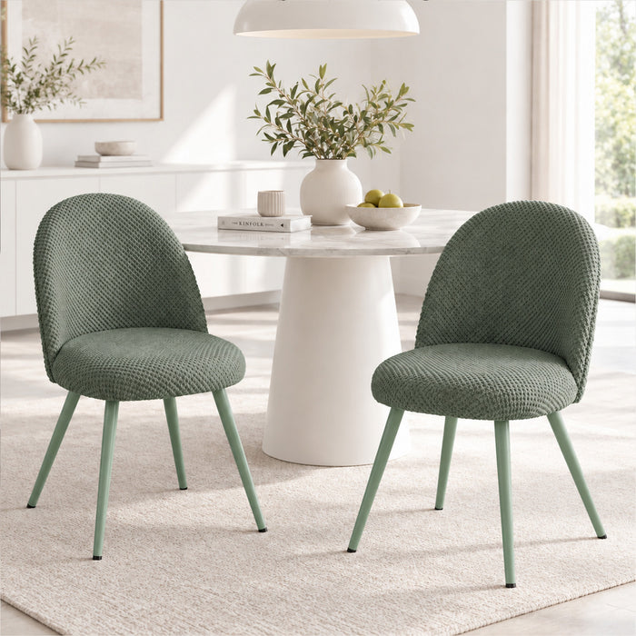 HOMCOM Dining Chairs Set of 2 with Velvet Fabric Upholstery, Dark Green