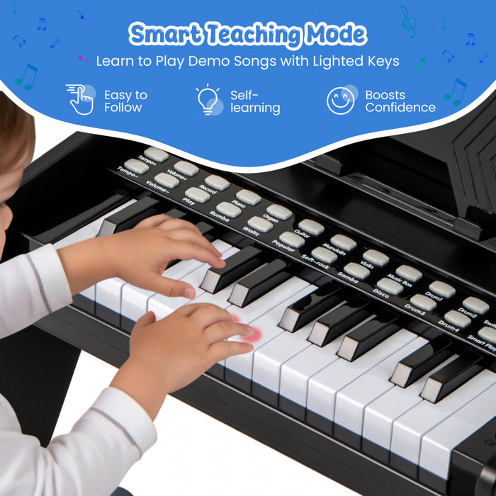 Costway 25 Keys Digital Piano with Music Stand,Teaching Mode,Lighted Keys, Adjustable Speed Black