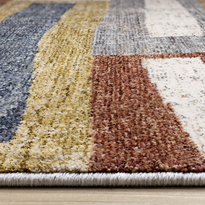 Macey Modern Grey Blue Red Sophisticated Area Rug - 7'10\" x 10'2\"