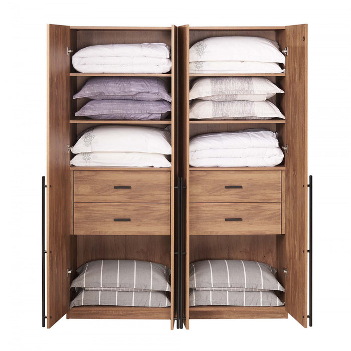Lee Modern 32\" Wardrobe Closet in Golden Brown - Set of 2 Armoire