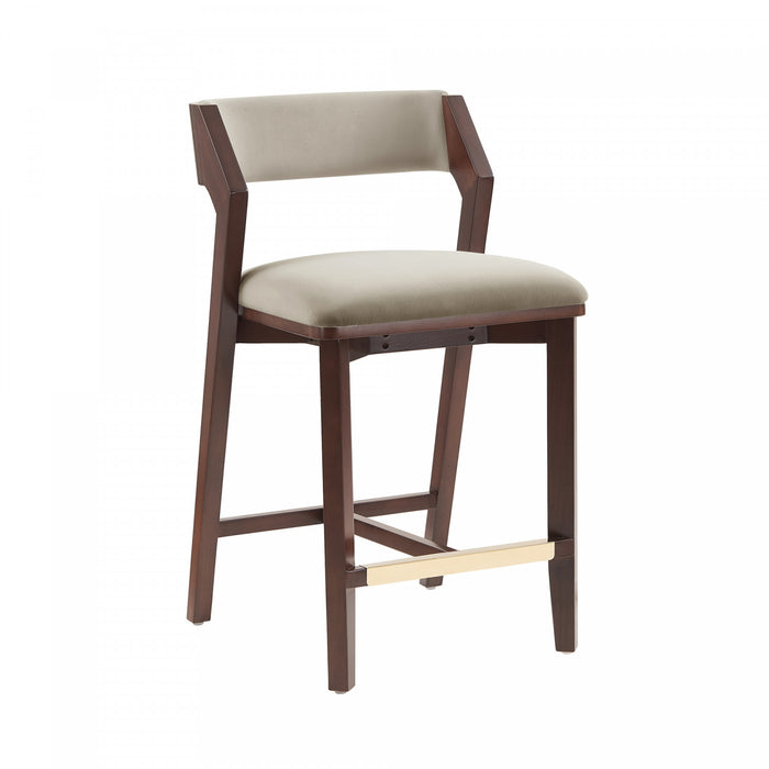 Patricia Modern Wood Upholstered Counter Stool in Linen - Set of 2