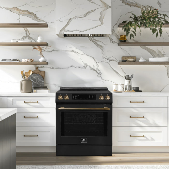 Forno Donatello Espresso 30\" Induction Range, Black- FFSIN0905-30BLK