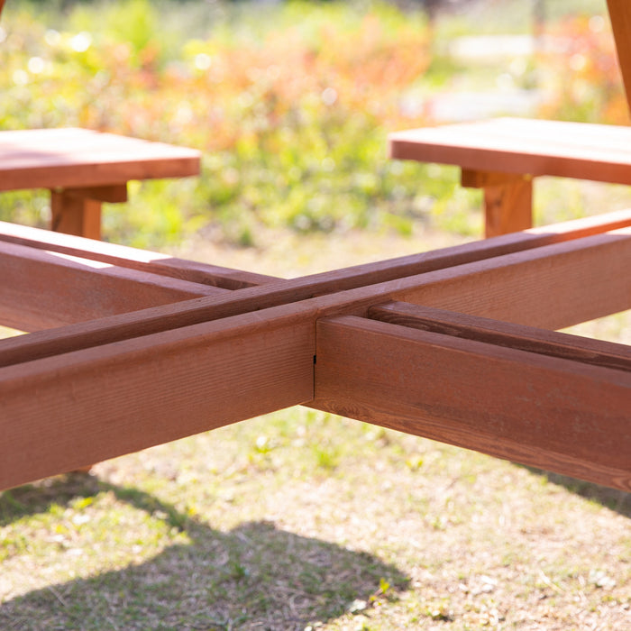 Outsunny Wooden Patio Dining Set, Outdoor Table And Benches Set, Brown