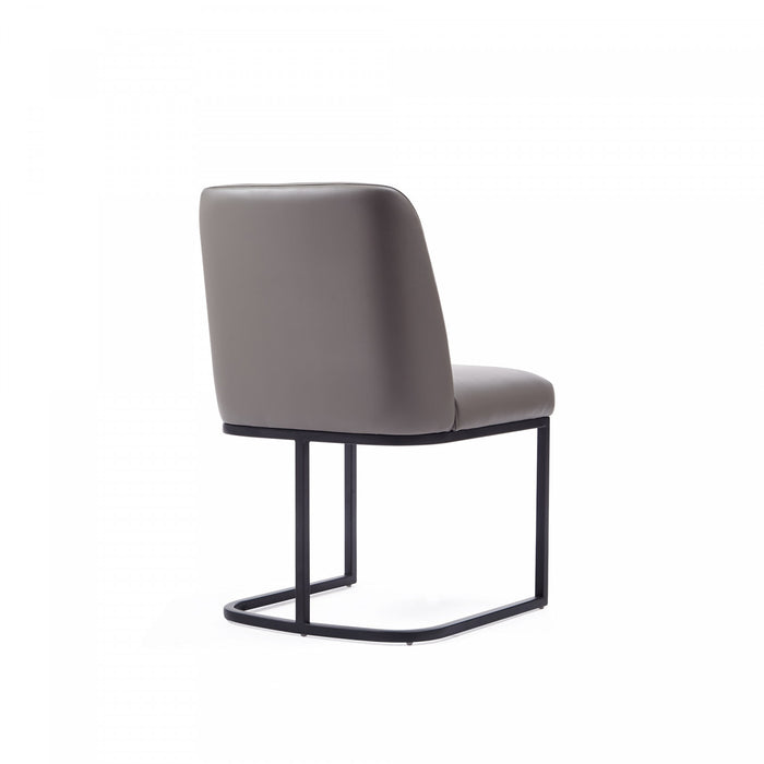 Serena Modern Metal Vegan Leather Dining Chair in Taupe - Set of 2