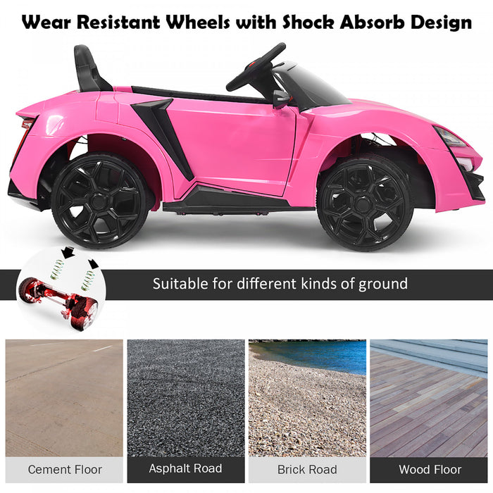 Costway 12v Kids Ride On Car 2.4g Rc Electric Vehicle W/ Lights Mp3 Openable Doors Pink