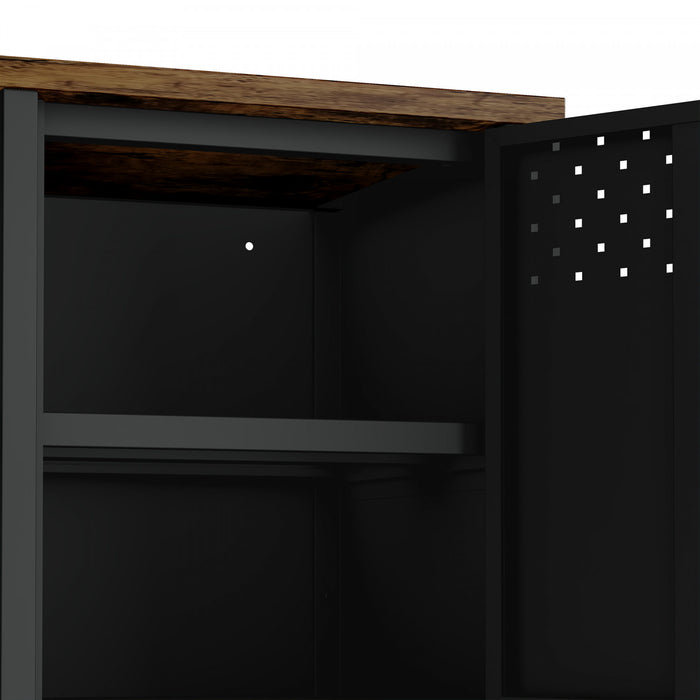 Landen Modern 47\" Metal Storage Cabinet in Black Armoire