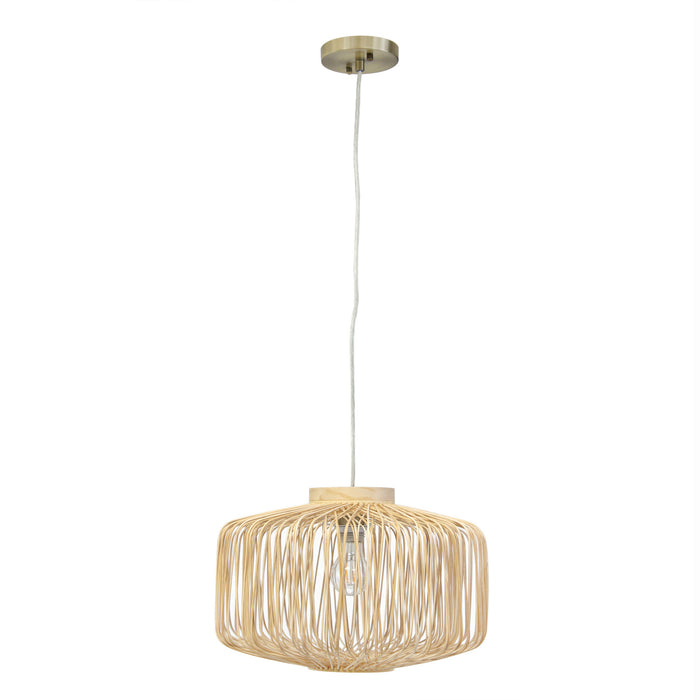 Boden Rattan Pendant Light, Natural & Nickel, 16\"D Lamp
