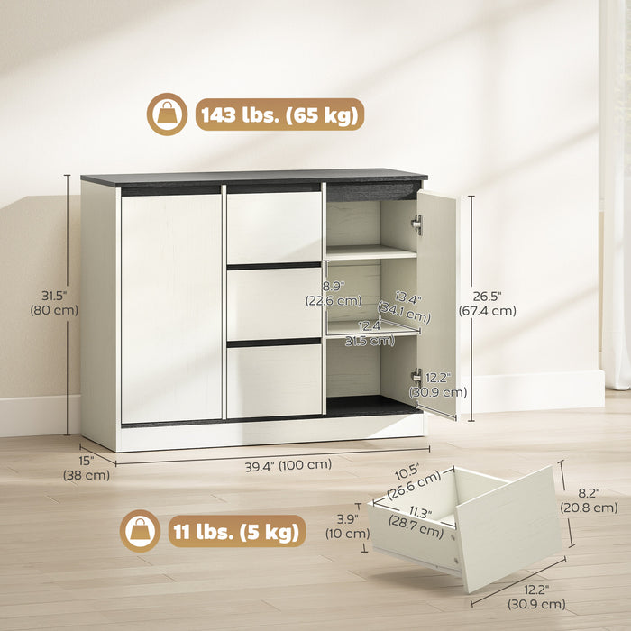 HOMCOM Modern Sideboard with Soft-Close Hinges, Buffet Cabinet, White Wood Grain