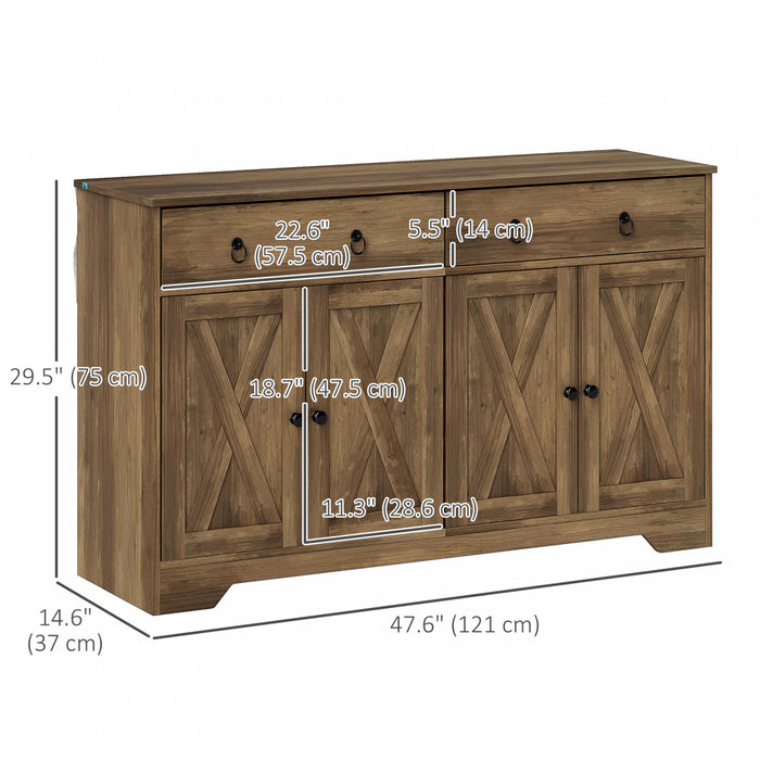 HOMCOM Sideboard Buffet Cabinet, Kitchen Cabinet with Drawers, Light Brown