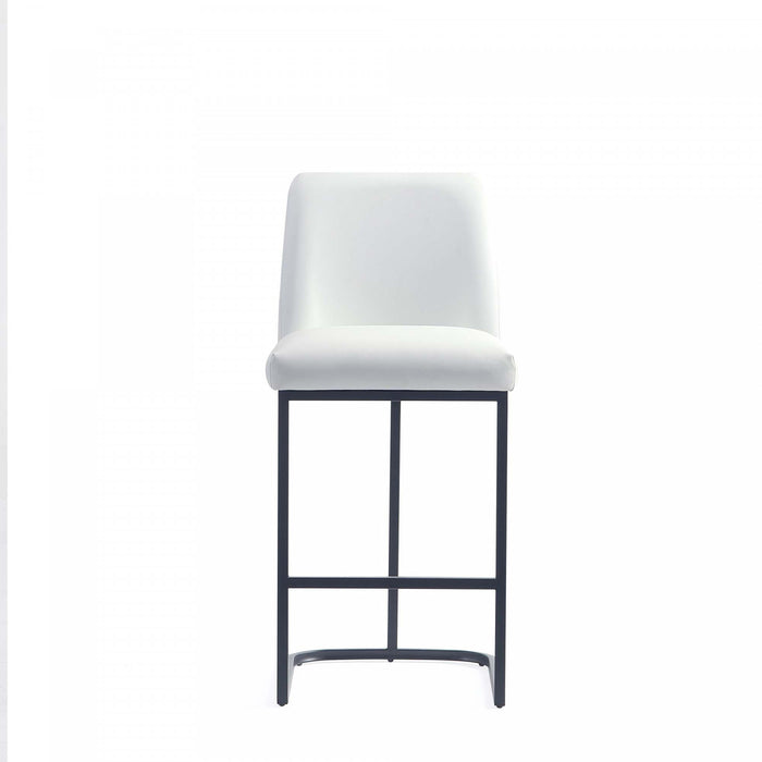 Serena Modern Metal Upholstered Counter Stool in White - Set of 3 Bar Stool
