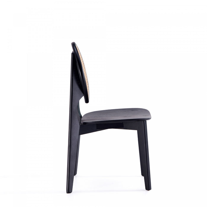 Versailles Industry Chic Wood Dining Chair in Black and Natural - Set of 4