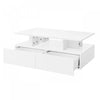Lucas LED Coffee Table with Storage Drawers and Open Shelves,White | Lucas table basse LED – table basse avec tiroirs de rangement et etageres ouvertes, blanc