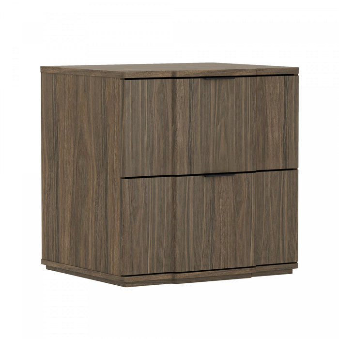Clive Mid-Century Modern 22\" Nightstand in Walnut and Black (2-Drawer)