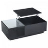 James Lift Up Coffee Table with Hidden Storage and LED Lighting,Black | James table basse relevable – table avec rangement cache et eclairage LED, noir