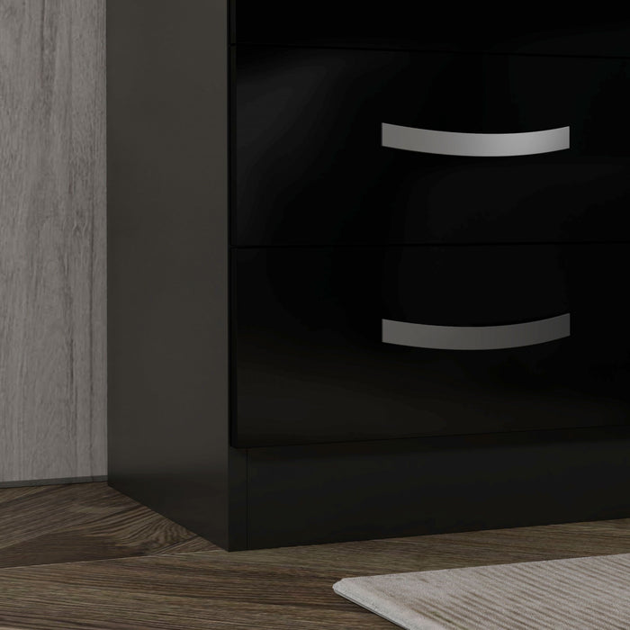 HOMCOM Nightstand Set of 2, Bedside Tables with 3 High Gloss Drawers