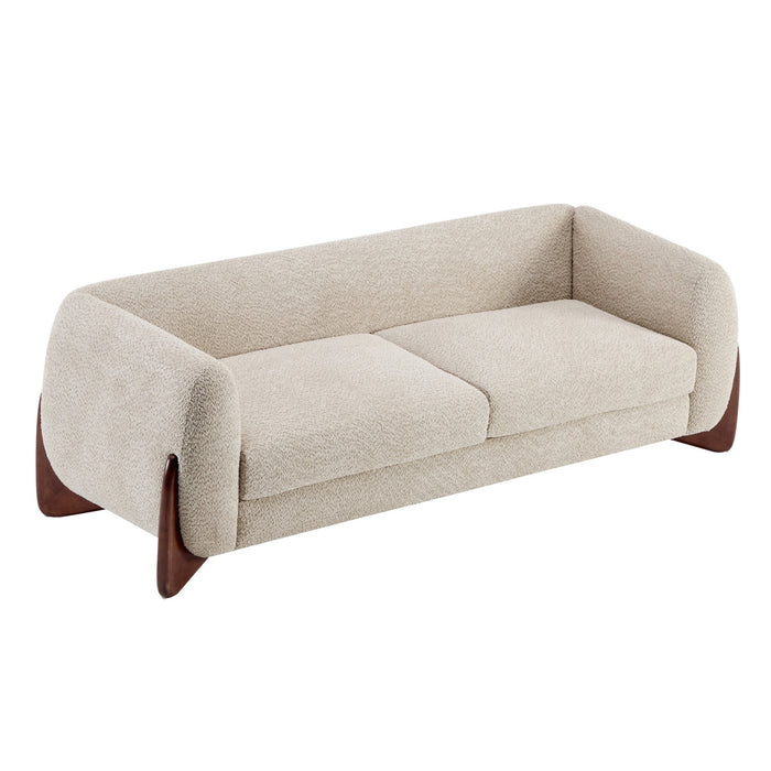 Harold 82.75\" Wood Boucle Sherpa 3-Seater Sofa,Almond Loveseat