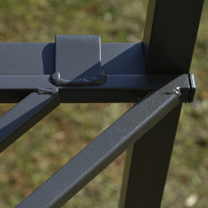 Outsunny 12' X 10' Outdoor Patio Gazebo Canopy With Double Tier Roof, Removable Mesh Sidewalls, Triangular Display Shelves, Beige