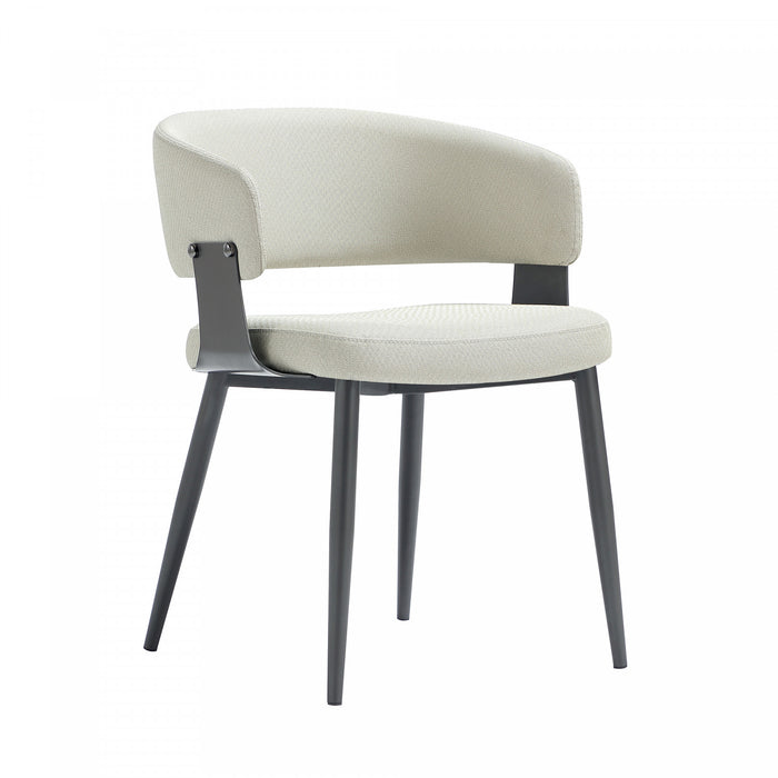 Luce Modern Textured Vegan Leather Metal Dining Chair in Oatmeal - Set of 2