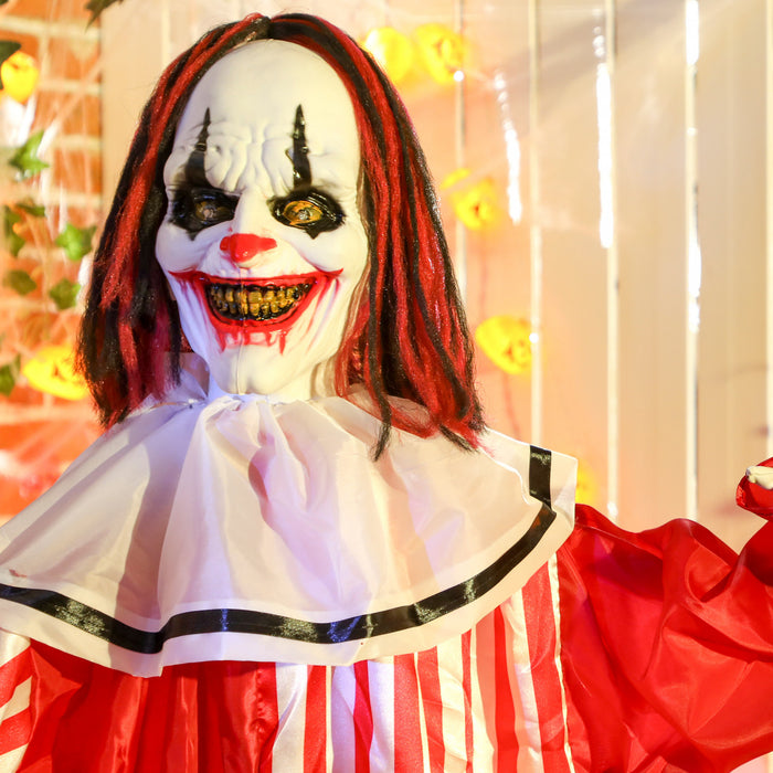 Outsunny Life Size Halloween Animated Clown, Scary Halloween Decorations