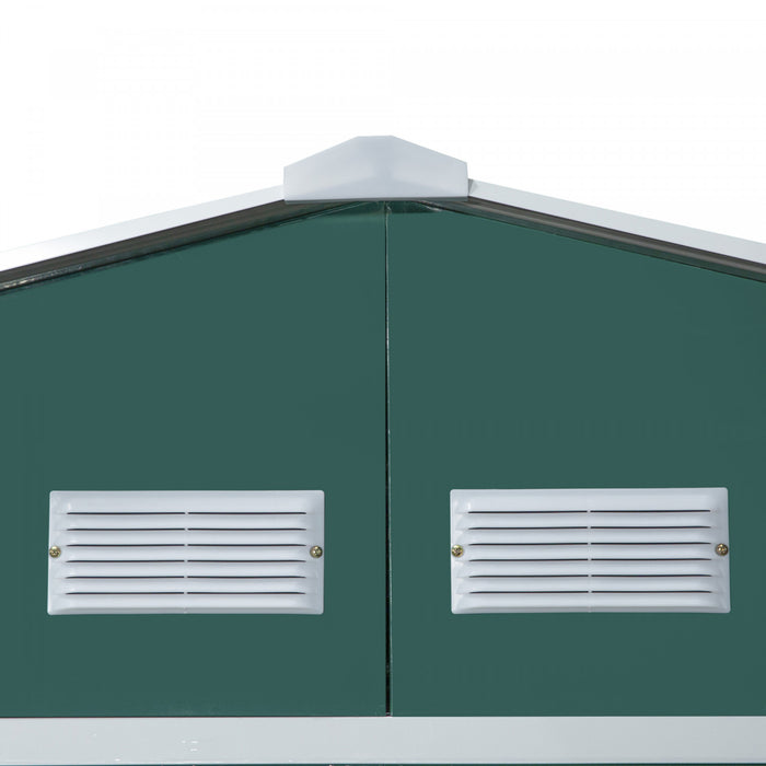 Outsunny 11' X 13' Practical Backyard Garden Storage Tool Shed Double Sliding Door 4 Ventilation Slots, Green