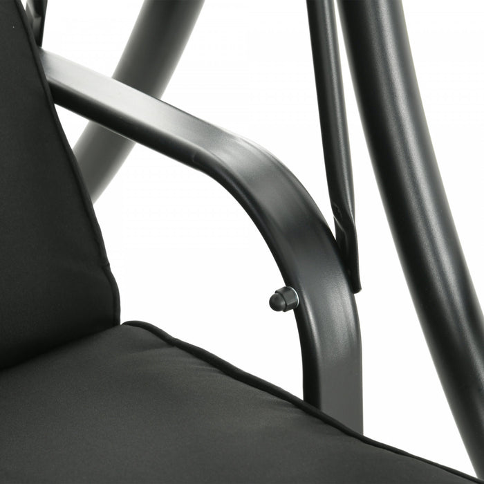 Outsunny 3 Seat Outdoor Swing Bench With Adjustable Canopy, Coffee Tables