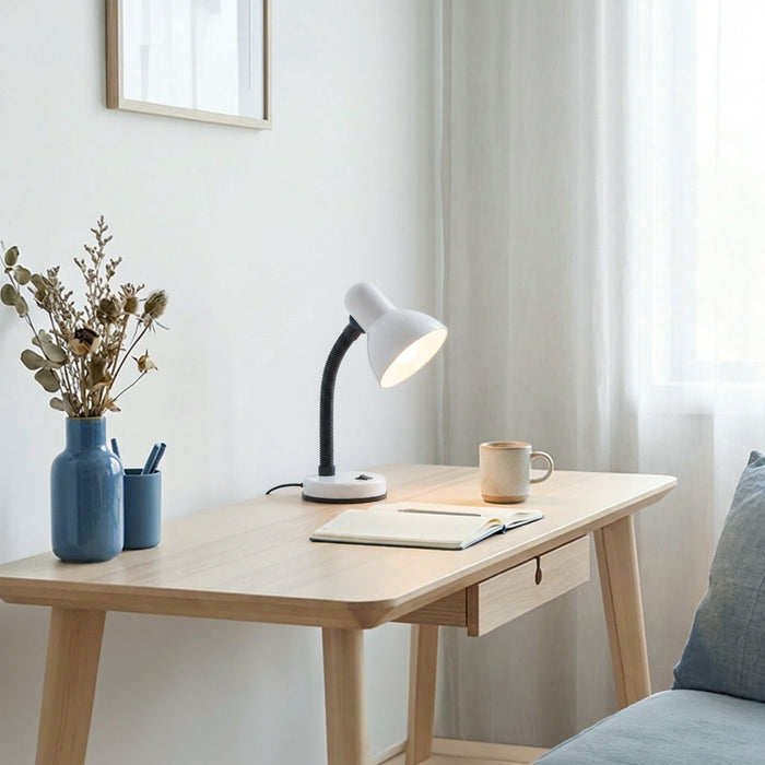 Remmer Gooseneck Desk Lamp, Snow, 14.25\"H